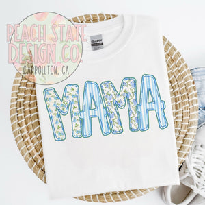 Mama (blue stripes & flowers)