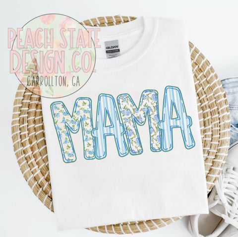 Mama (blue stripes & flowers)