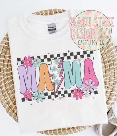 Mama with checkers & flowers