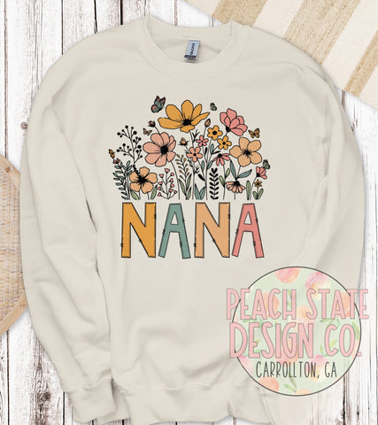 Nana with wildflowers