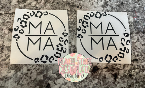 MAMA in cheetah frame decal
