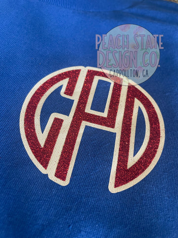 Two color monogram “pocket” tee