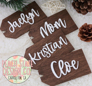 Personalized wood stocking tags