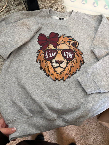 Lion with bow sweatshirt