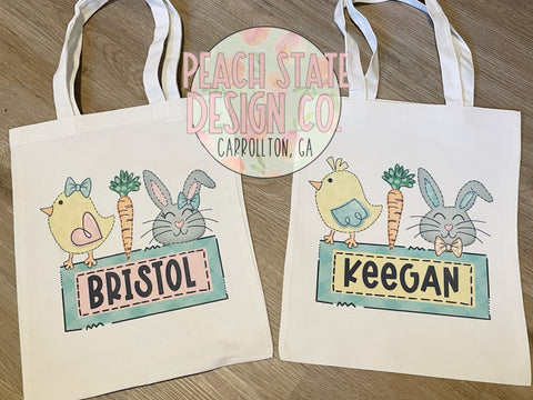Personalized Easter tote bags