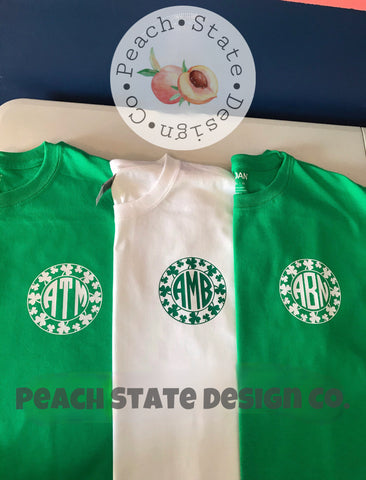 St.Patricks Day “pocket” monogram tee