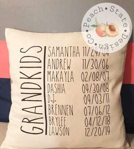 Personalized GRANDKIDS pillow cover