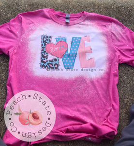 LOVE (pattern) Valentine Bleached tee