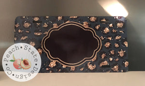 Dark gray & cheetah print car tag
