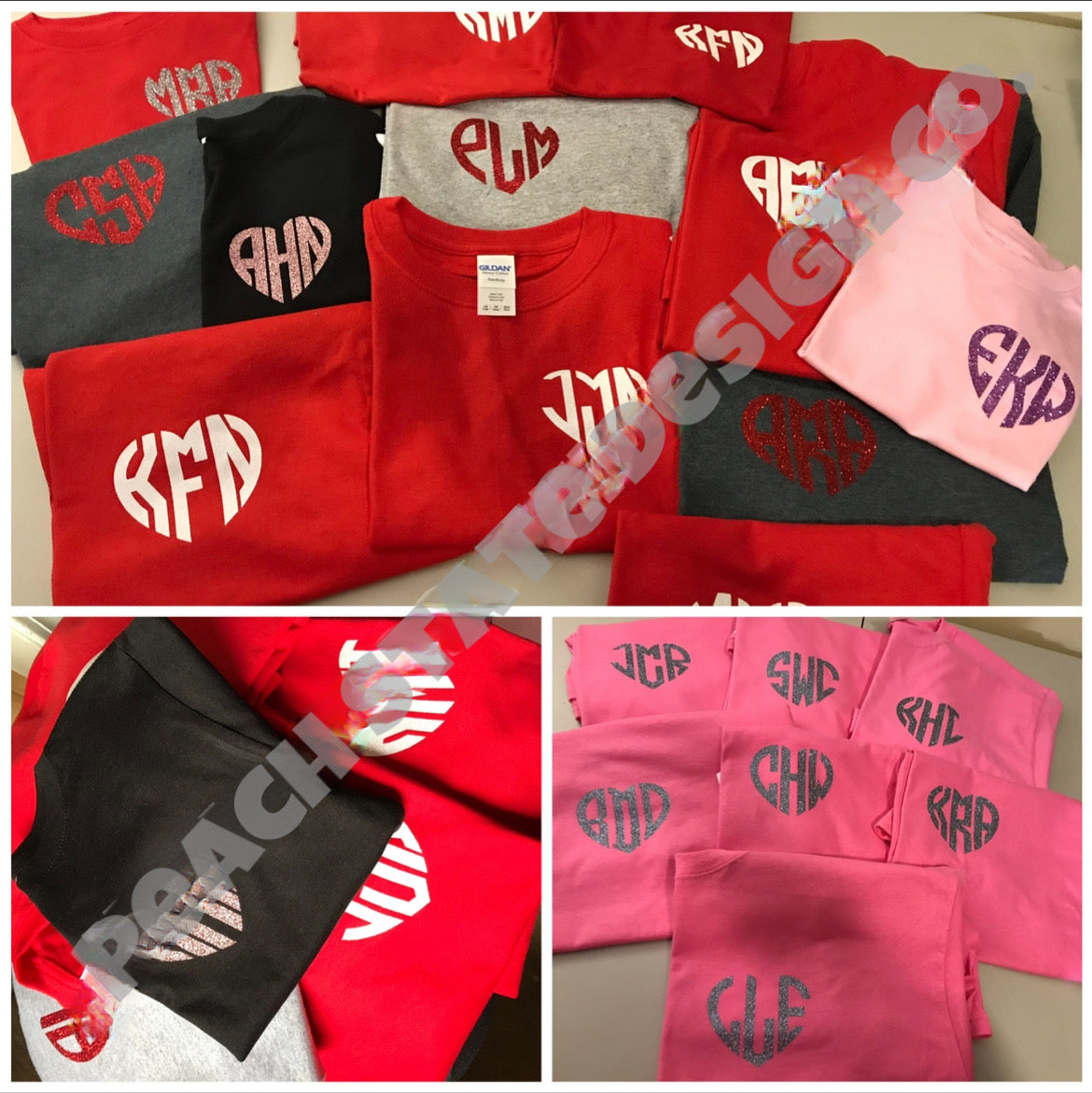 Glitter Heart Monogram tee