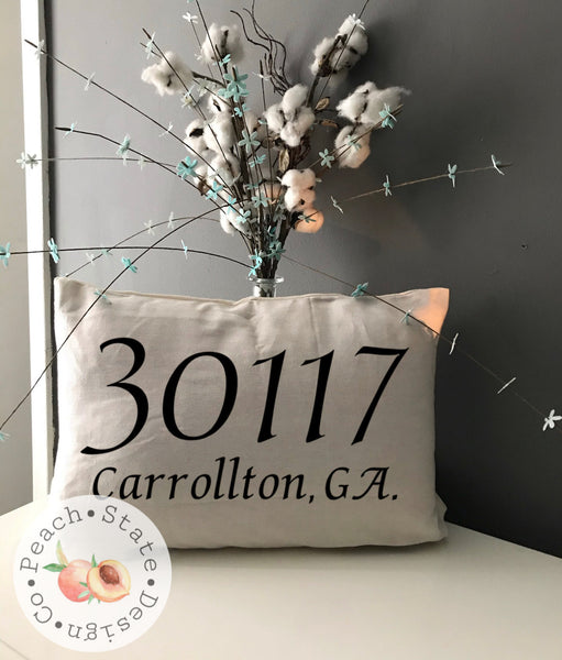 Zip Code & City Pillow Case