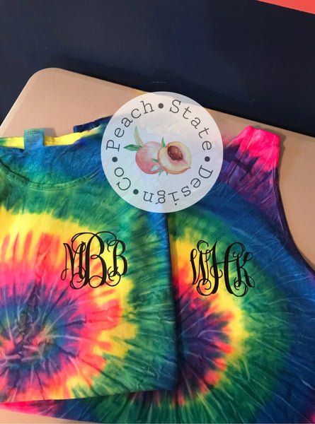 Monogrammed tie-dye shirt or tank