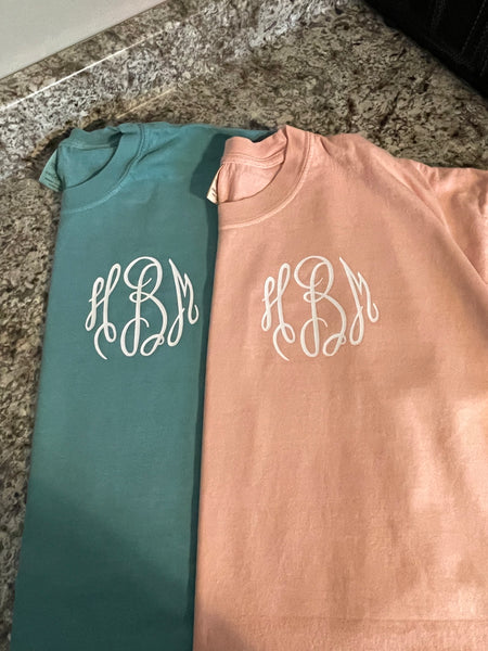 Comfort Color monogrammed tee