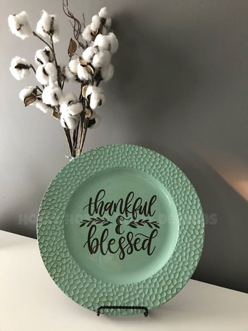 Thankful & Blessed Charge Plate in Mint