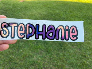 Holographic name decal