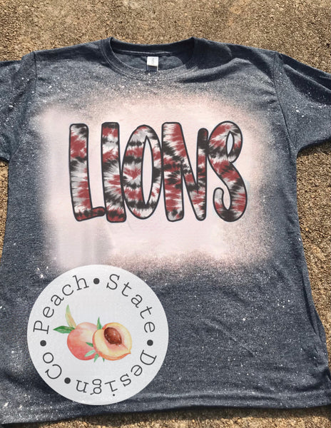 LIONS in Central Color Tie Dye-- bleached tee