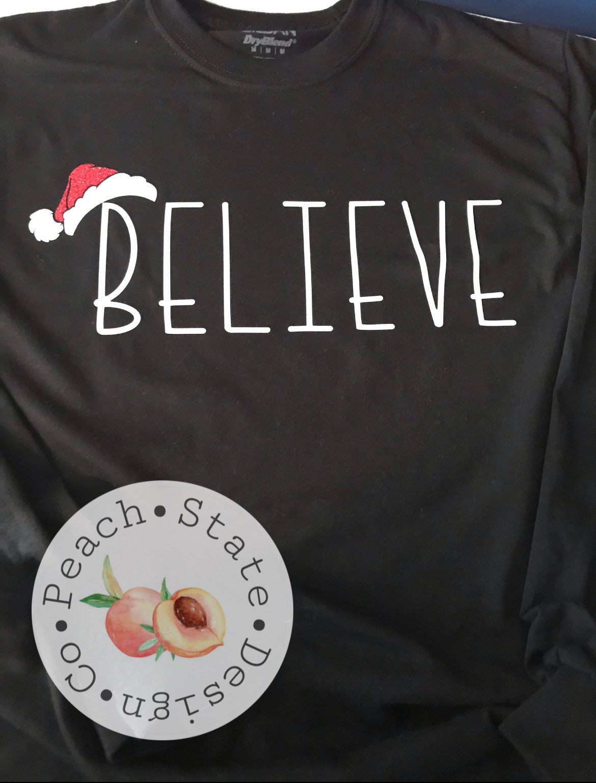 Believe shirt with Glitter Santa hat